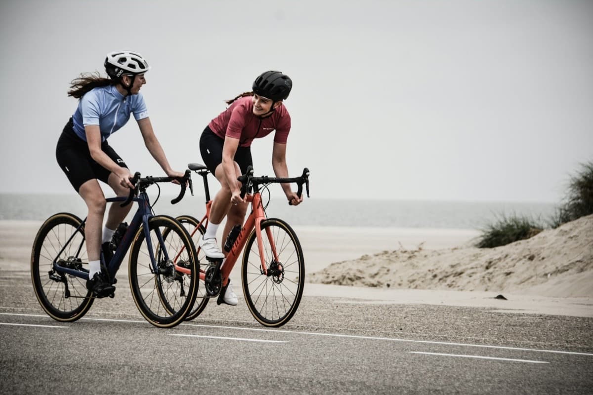Road cyclists in a group